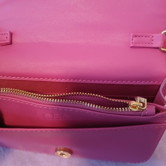 bebe Pink Woven Chain Shoulder Crossbody/Clutch Bag - Picture 8 of 10